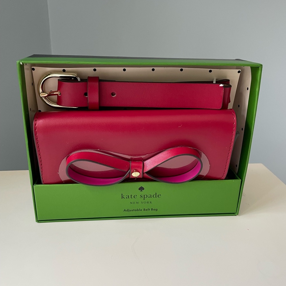 NWT KATE SPADE Genuine Leather Adjustable Belt Bag in Red